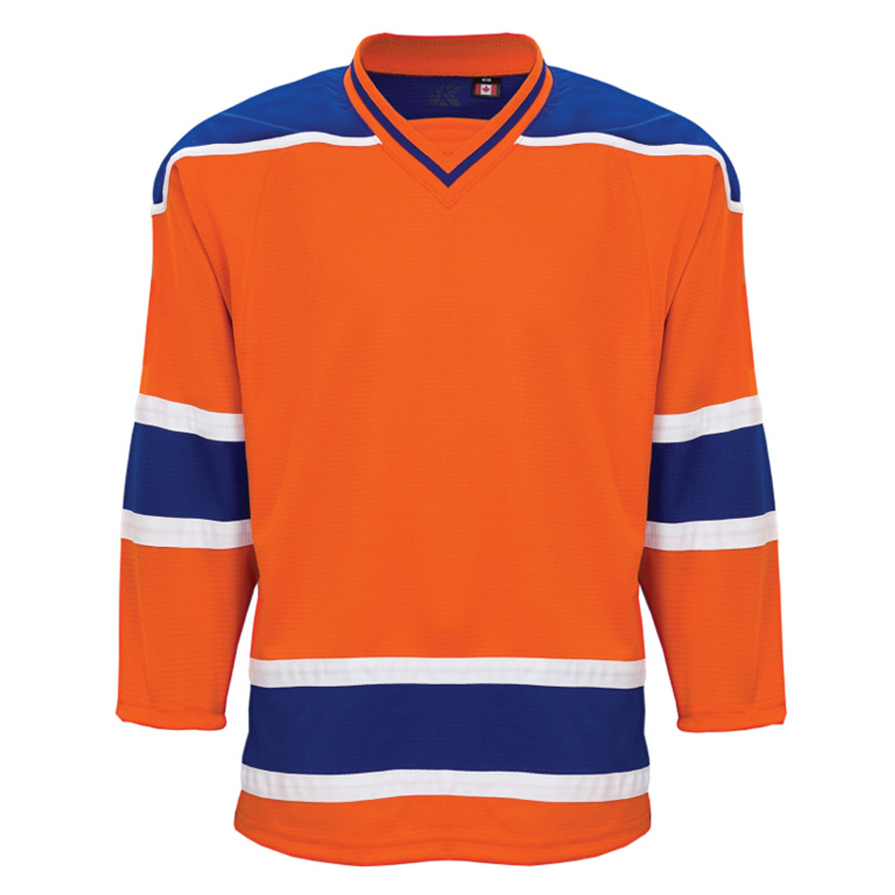 blue and orange hockey jersey