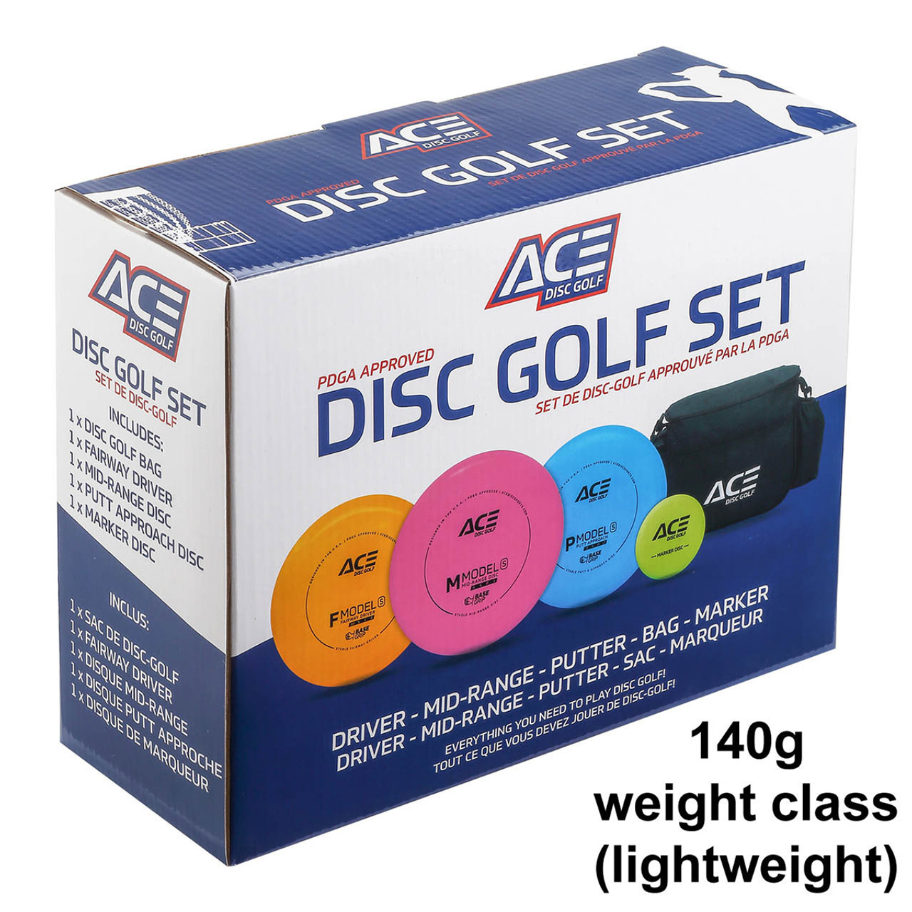 ACE Disc Golf Box Set w/Bag - 140g weight class (lightweight)