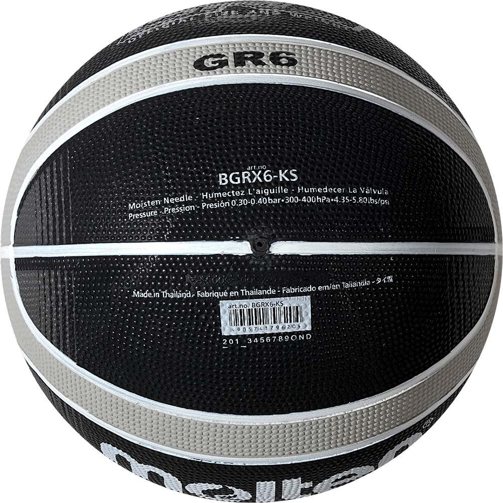Molten Rubber Basketball, Intermediate size 6, Black/Sliver