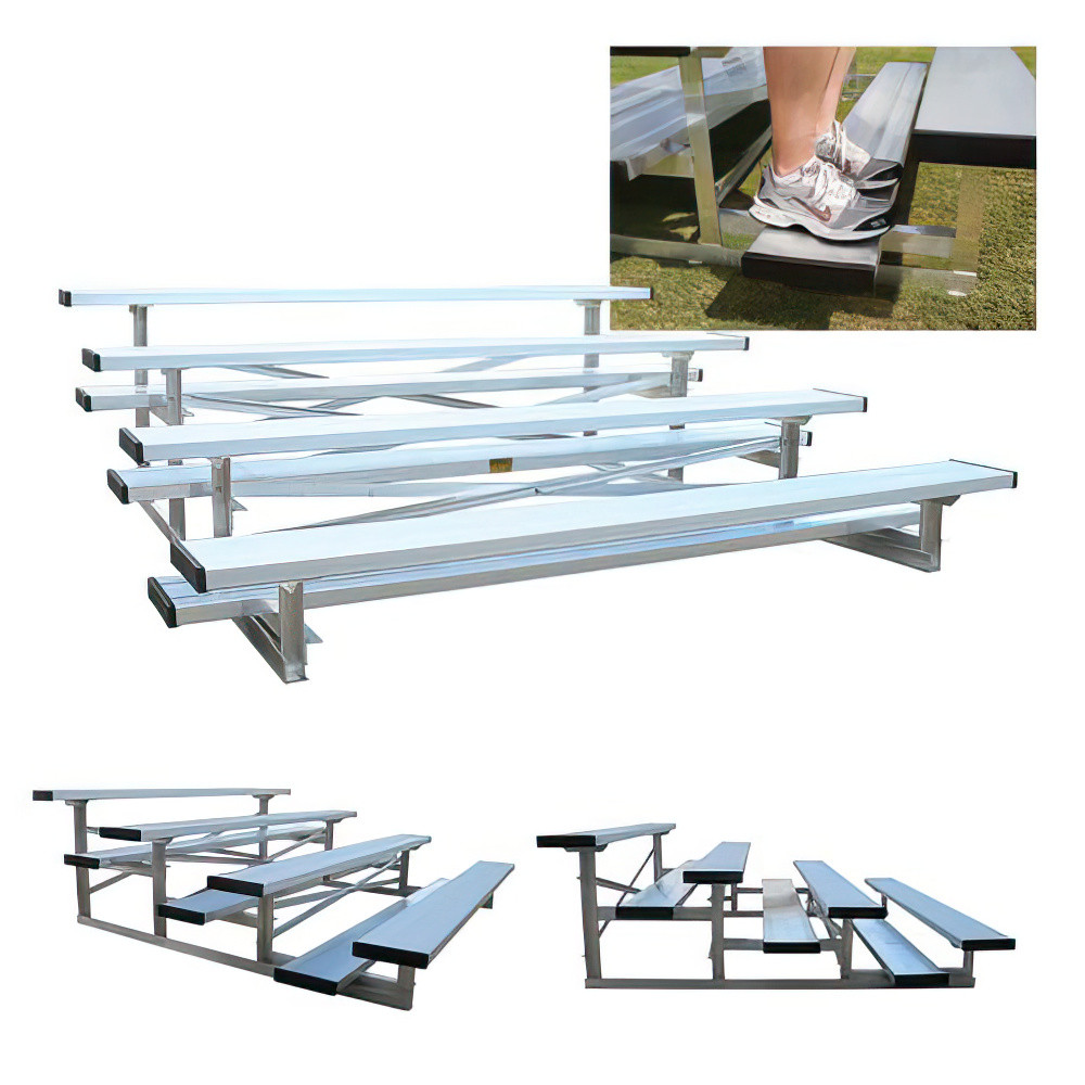 4 Row 15' Low Rise Bleachers - Sturdy Seating Solution