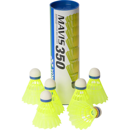 Mavis White Badminton Shuttles - Tube of 6, Medium Speed