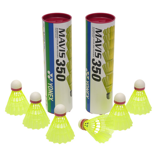 Yonex Mavis 350 Cork Base Shuttles - Yellow - Red Band/Fast Speed (Dozen)