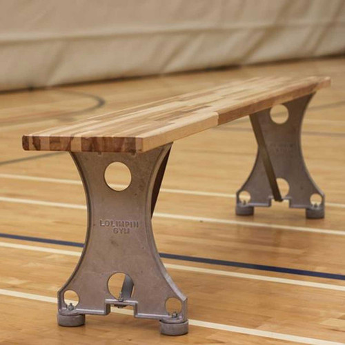 Wood Top Locker Room Bench with Cast Aluminum Legs - 10 Foot 