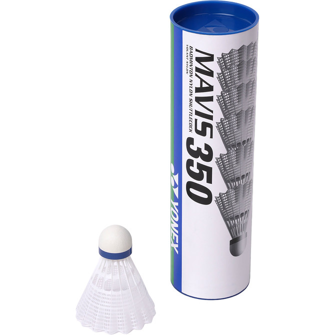 Mavis White Badminton Shuttles - Tube of 6, Medium Speed