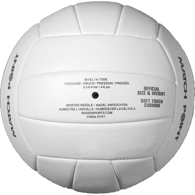 Baden Match Point Synthetic Leather Volleyball - White - Bottom View