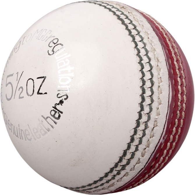 Coaching Cricket Ball - White/Red - Angle View