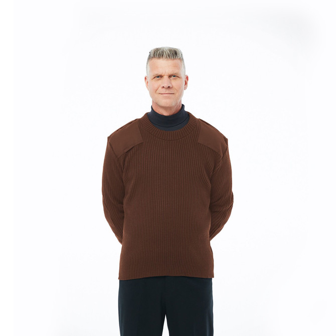 Cobmex Men's Crew Neck Rib Commando Sweater with Velcro Epaulettes (CX-8083)