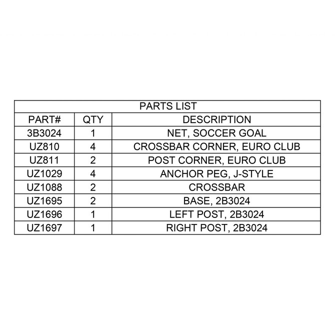 Kwik Goal Finishing Goal - parts list