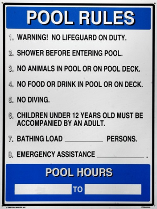 Pool Rules sign (RPS02)