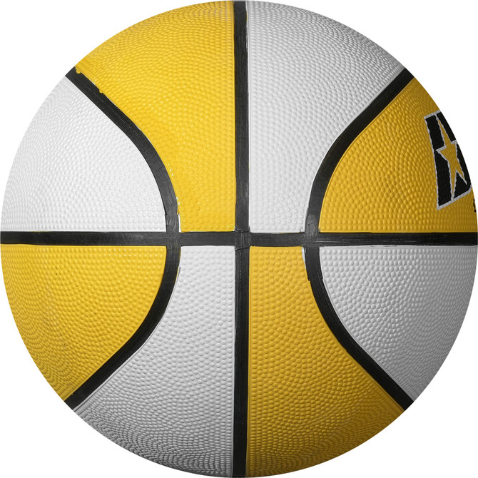 Baden Two-Tone Rubber Basketball Yellow/White - Size 6 - Side View (28.5") (BR6-705)