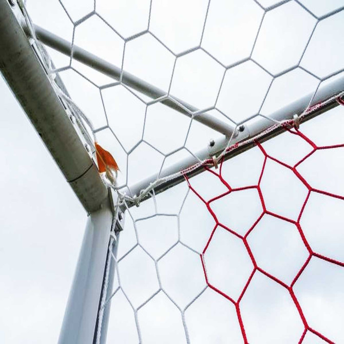 Kwik Goal Soccer Net 4mm - White/Red Mesh corner view