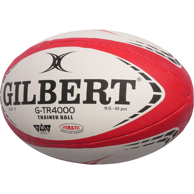 Gilbert G-TR4000 Trainer Rugby Ball - Red - Size 5 - Angle View