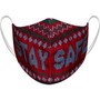 AK Adult Large Reusable Fabric Face Mask - "STAY SAFE" Knitted Red & Green (AK-AKFM-1135)