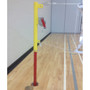 Badminton end posts with adjustable sleeve and winch
