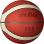 Molten BG5000 FIBA Approved 2-Tone Top Grain Leather Basketball - Size 7 - Angle View