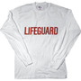 Long Sleeve White T-Shirt (Small) with "Lifeguard" text in red