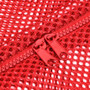 Mesh Zip Top Duffle Bag - Zipper close up - Red