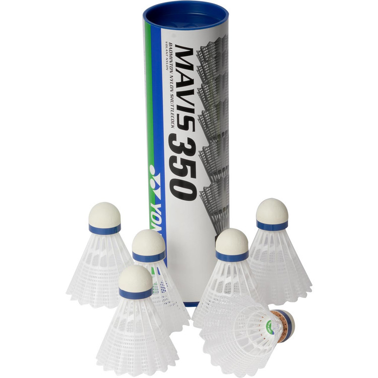 Mas Pro Shuttle Racket Mavis White Badminton Shuttles - Tube of 6, Medium Speed