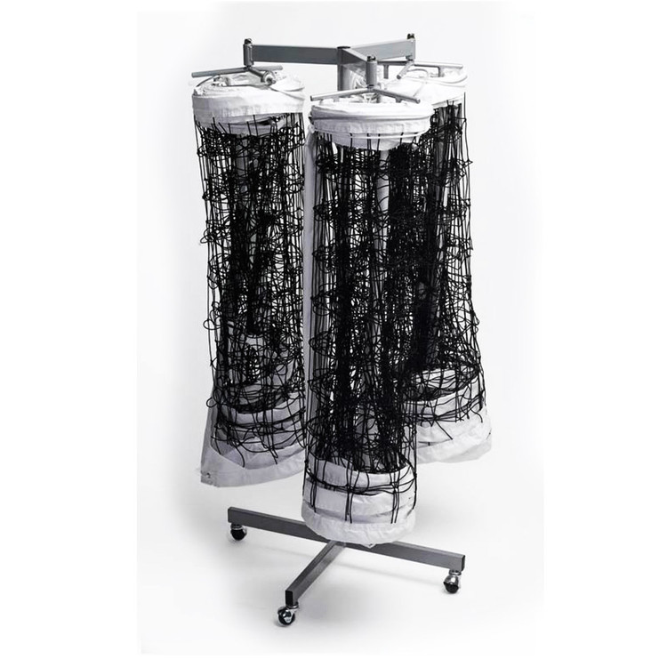 Triple Volleyball Net Storage Rack - Tangle-Free & Grey