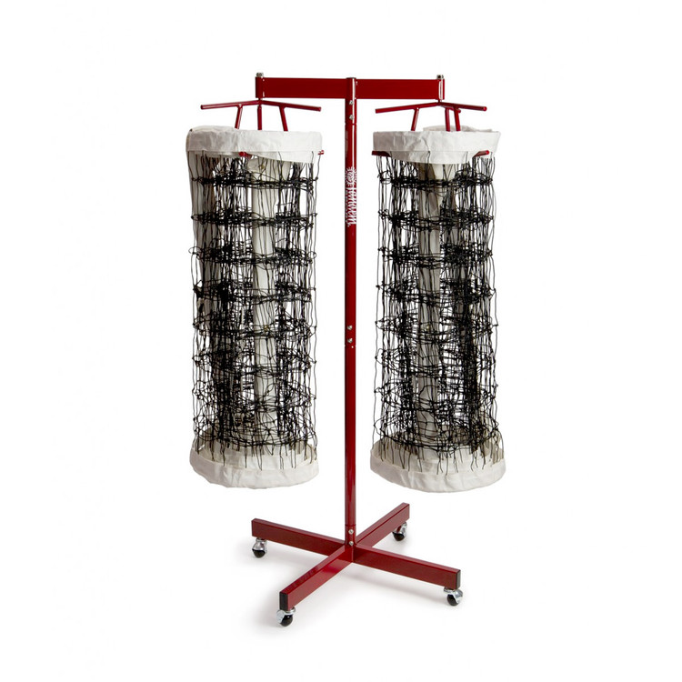 Double Volleyball Net Storage Rack - Tangle-Free Red