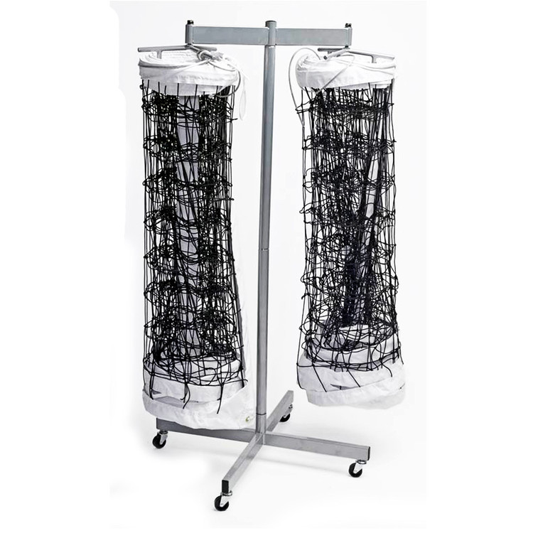 Double Volleyball Net Storage Rack - Tangle-Free & Grey