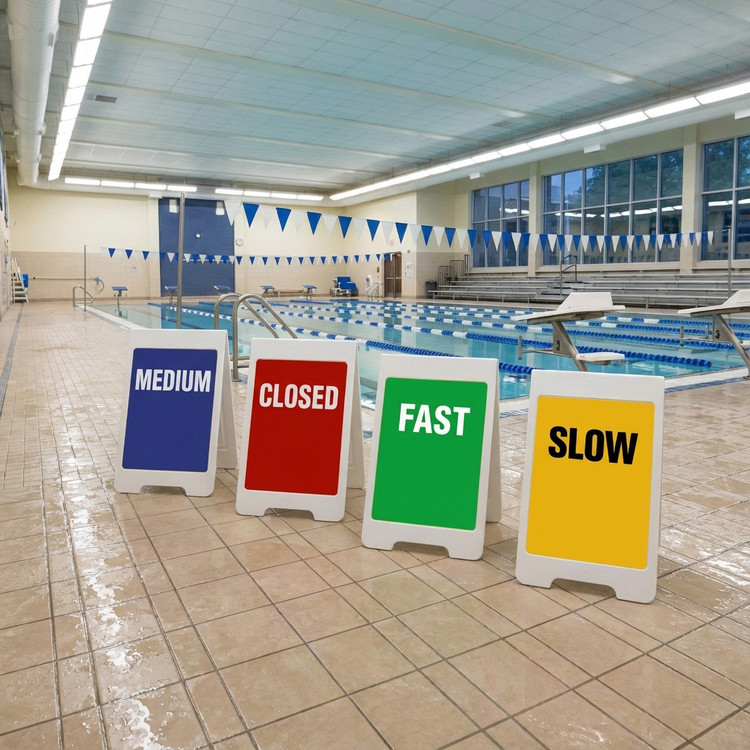 Lane Indicator Sign with Two-Sided Text for Pools