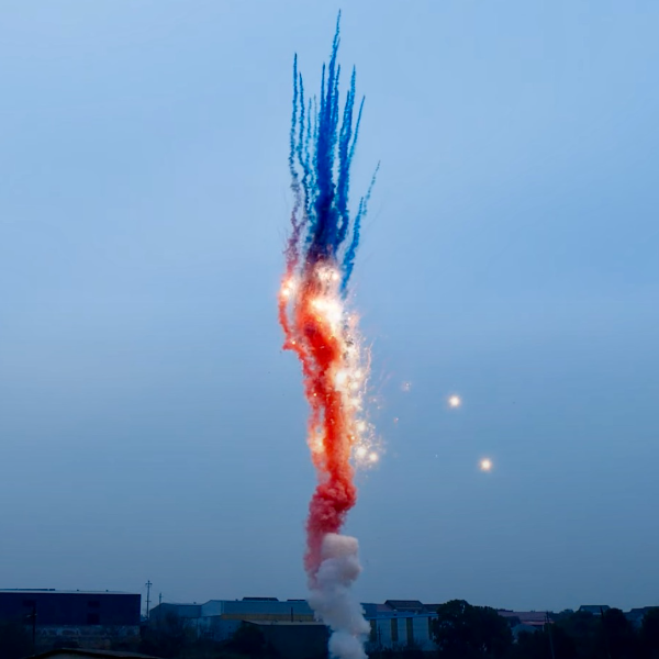 25S Red To Blue Smoke Tail With Crackling Mine (Simul)
