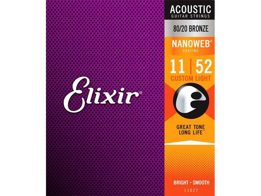 Elixir Acoustic 80/20 Bronze Custom Light Nanoweb 11's