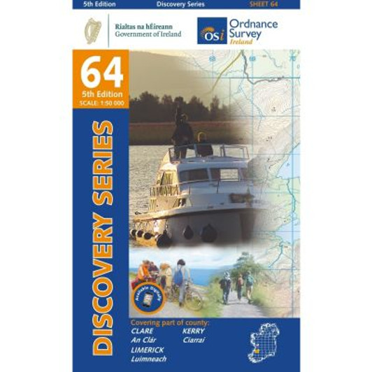 Ordnance Survey Ireland Map 64 (Discovery Series): Clare, Limerick, Kerry