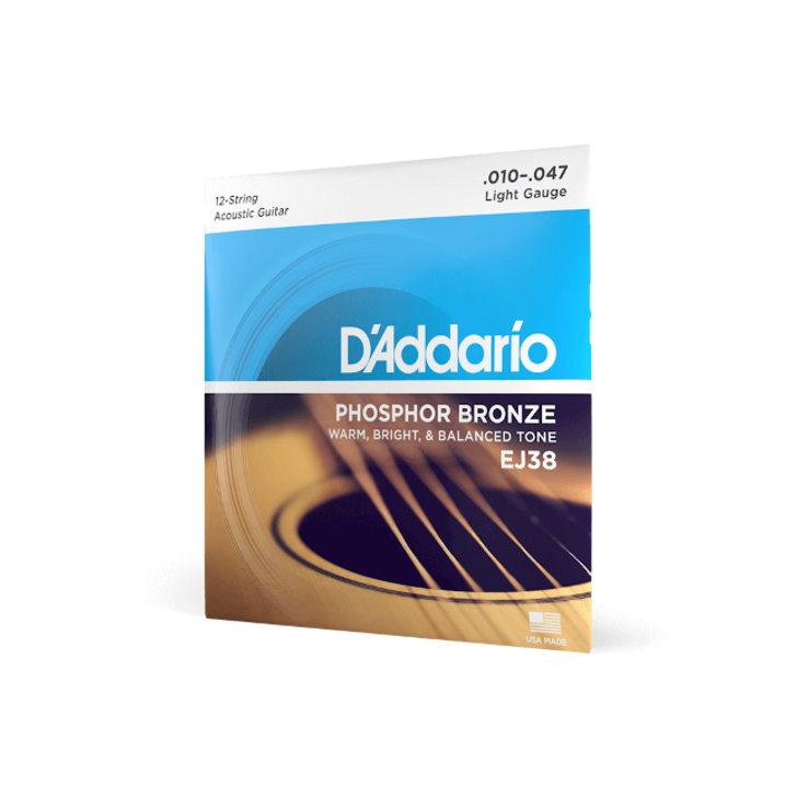 D'Addario Phosphor Bronze 12 String Set Light .010 - .047 EJ38