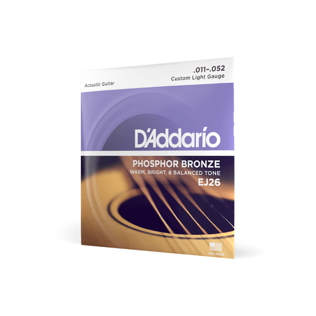 D'Addario EJ26 Custom Light Gauge Guitar Strings 11-52