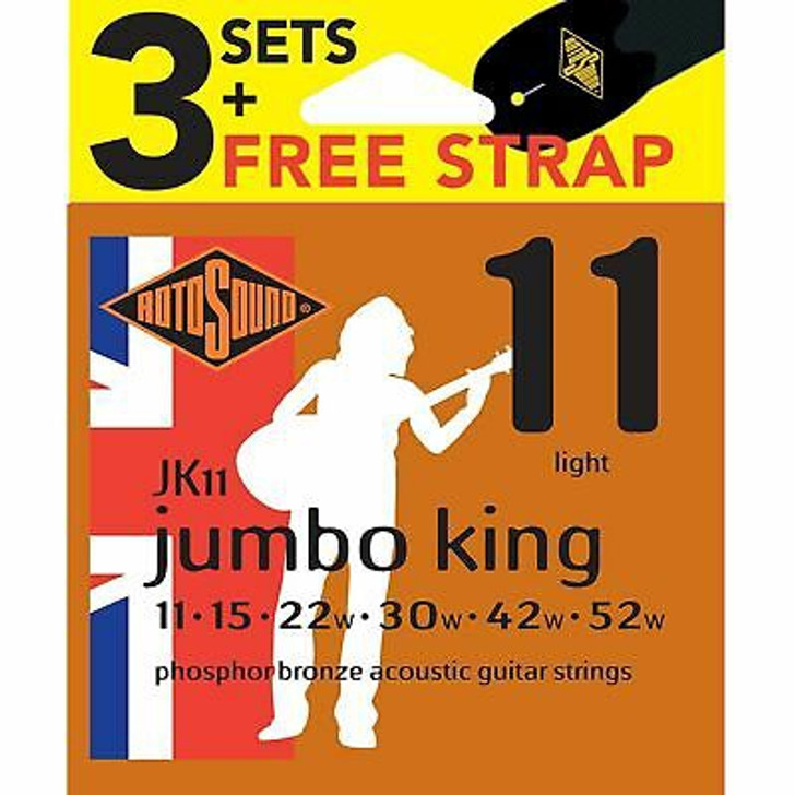 Rotosound Jumbo King Phosphor Bronze Acoustic Strings 11's 3 SETS