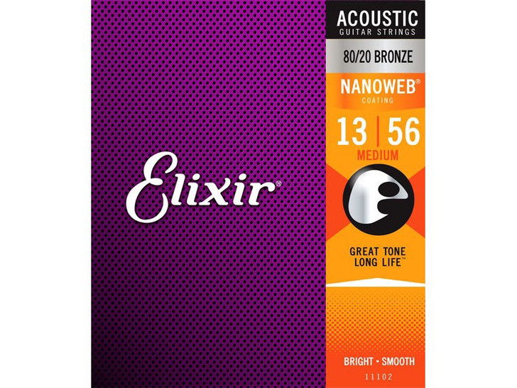 Elixir 11102 | Acoustic 80/20 Bronze Medium Nanoweb 13's