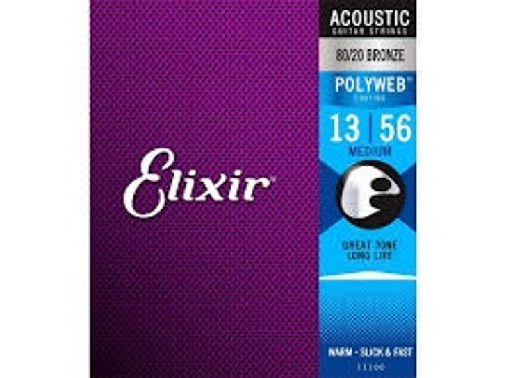 Elixir 11100 | 13's Acoustic 80/20 Bronze Medium Polyweb