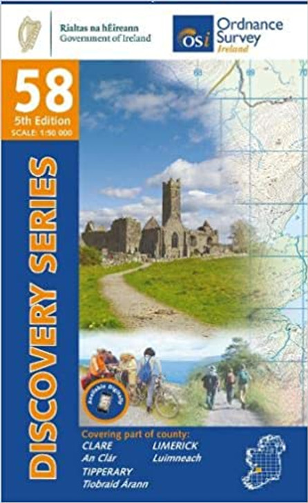 Ordnance Survey Ireland Map 58 (Discovery Series): Clare, Tipperary, Limerick 5th Ed.