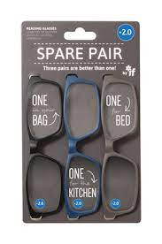 Spare Pair Glasses +2.0 Black, Navy, Grey