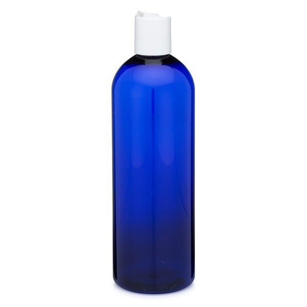 16 oz Blue PET Cosmo Round Bottle & Wh Disc Lid | Berlin