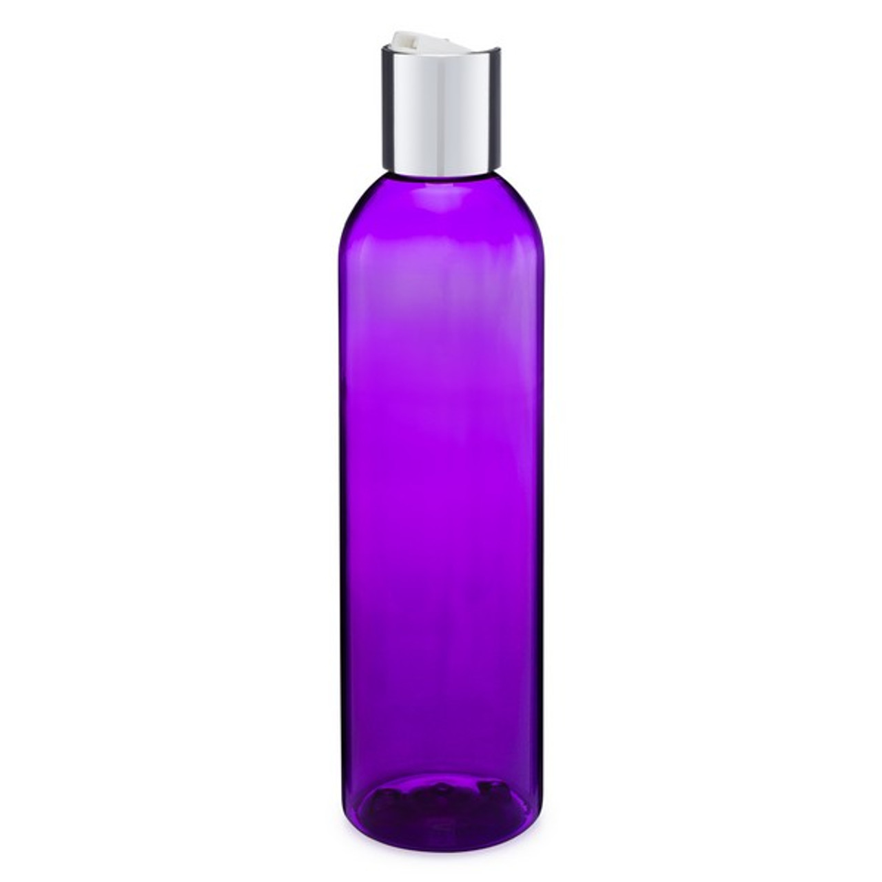 8 oz Purple PET Cosmo Round Bottle, Silver Disc Lid | Berlin