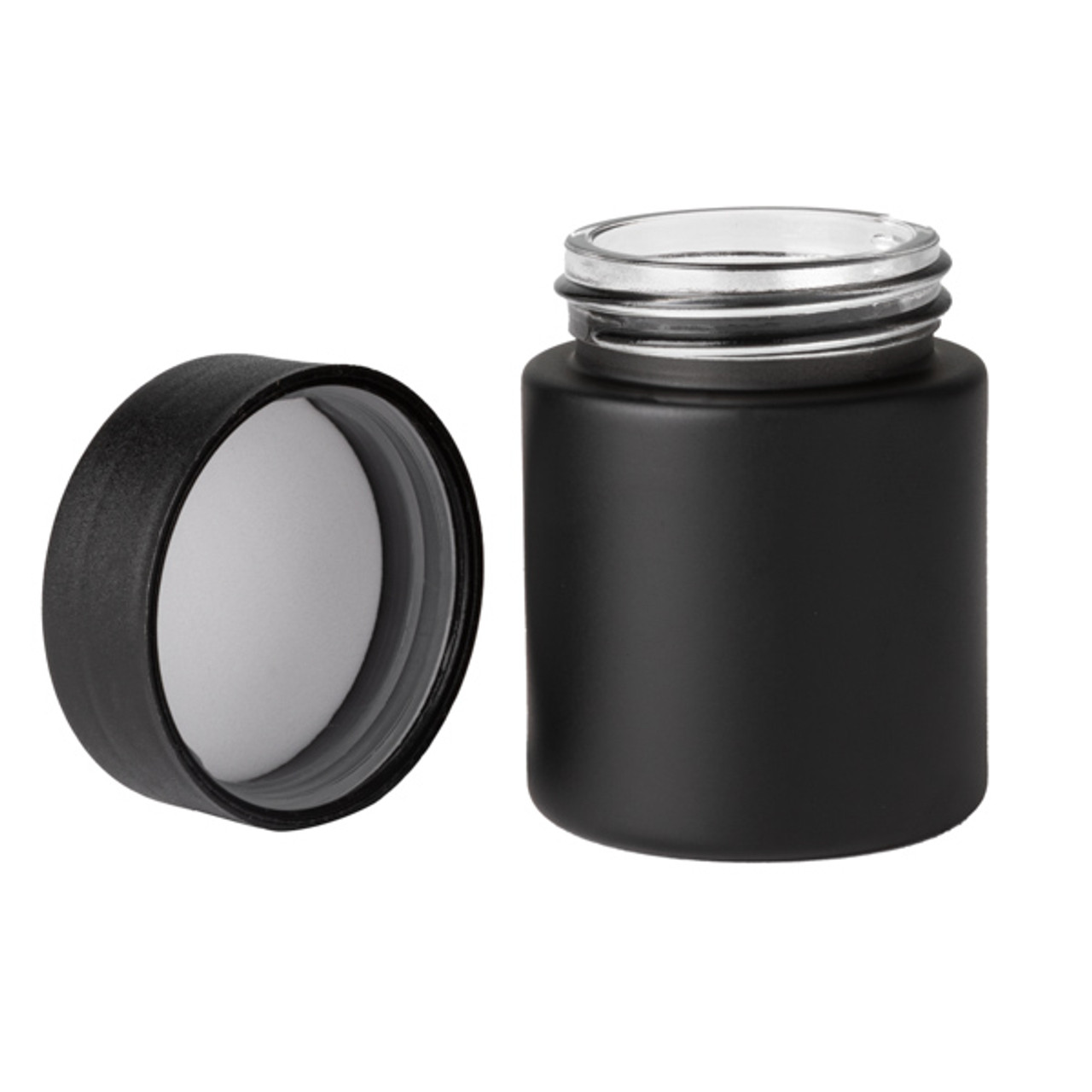 Black Glass Jar With Black Child Resistant Caps 2oz