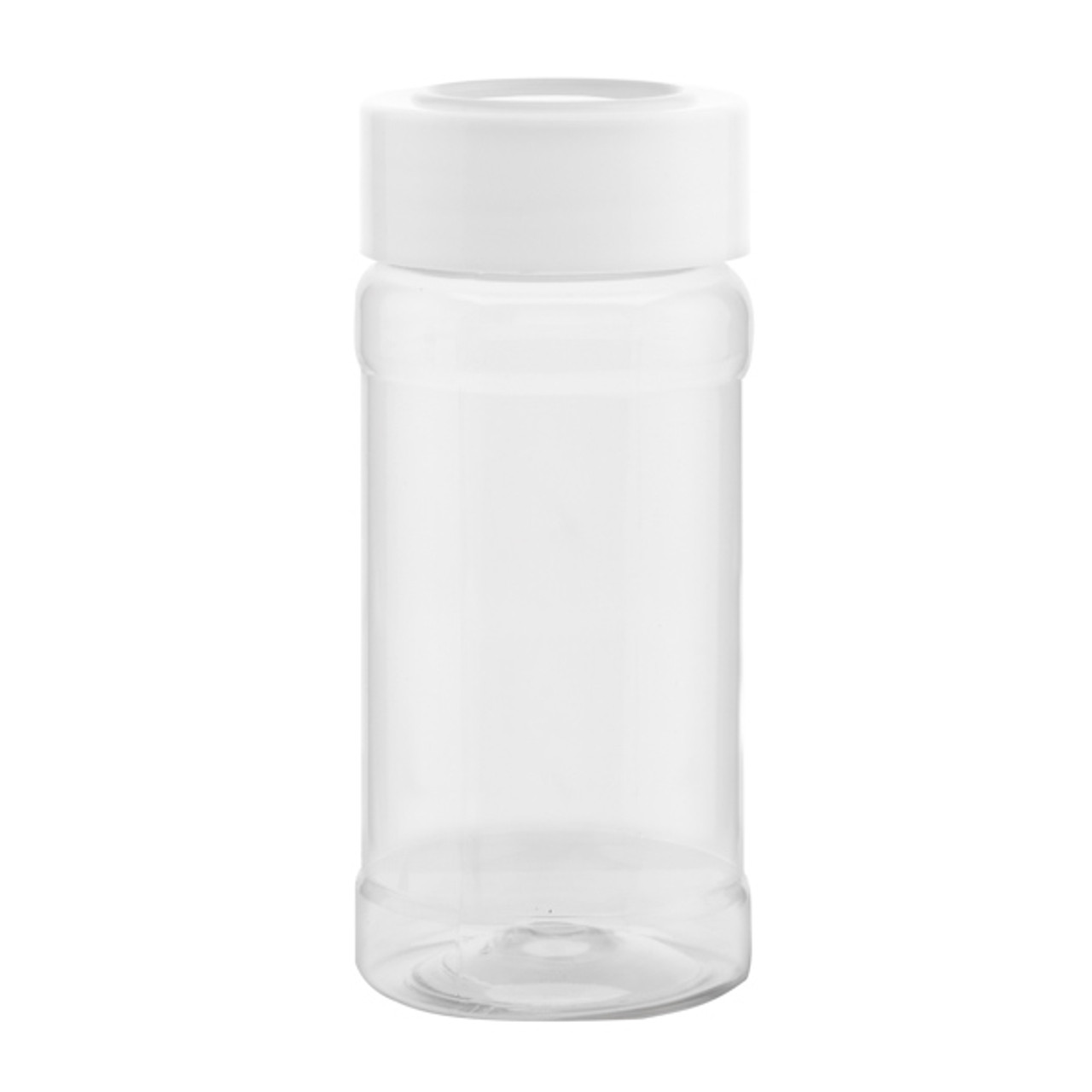 4 oz Clear PET Plastic Spice Jars White Cap 322420W K