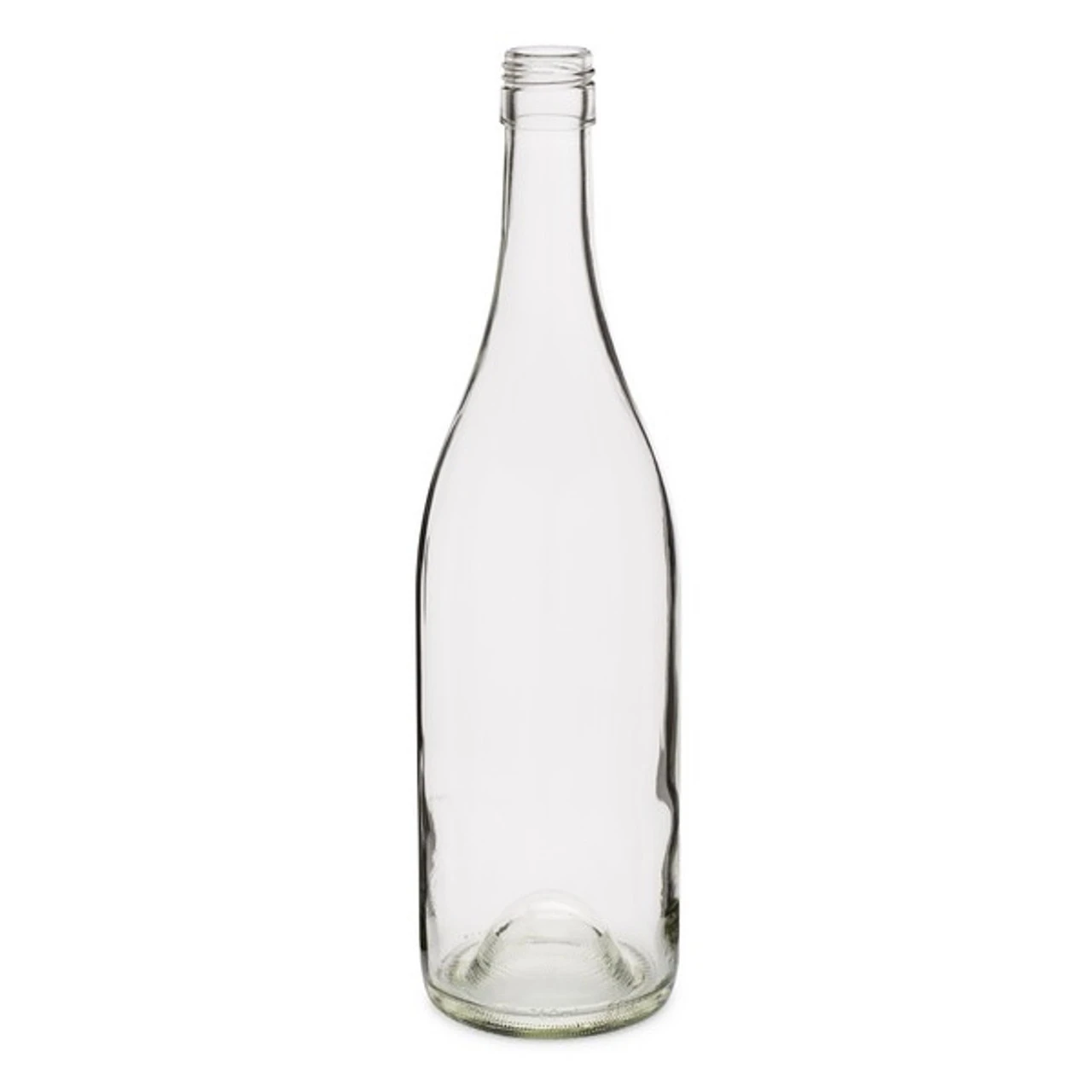 Amanda 750ml Glass Burgundy Wine Bottles, ROPE Finish, Flint - 12/Case, Clear Glass - Type III 30-1680