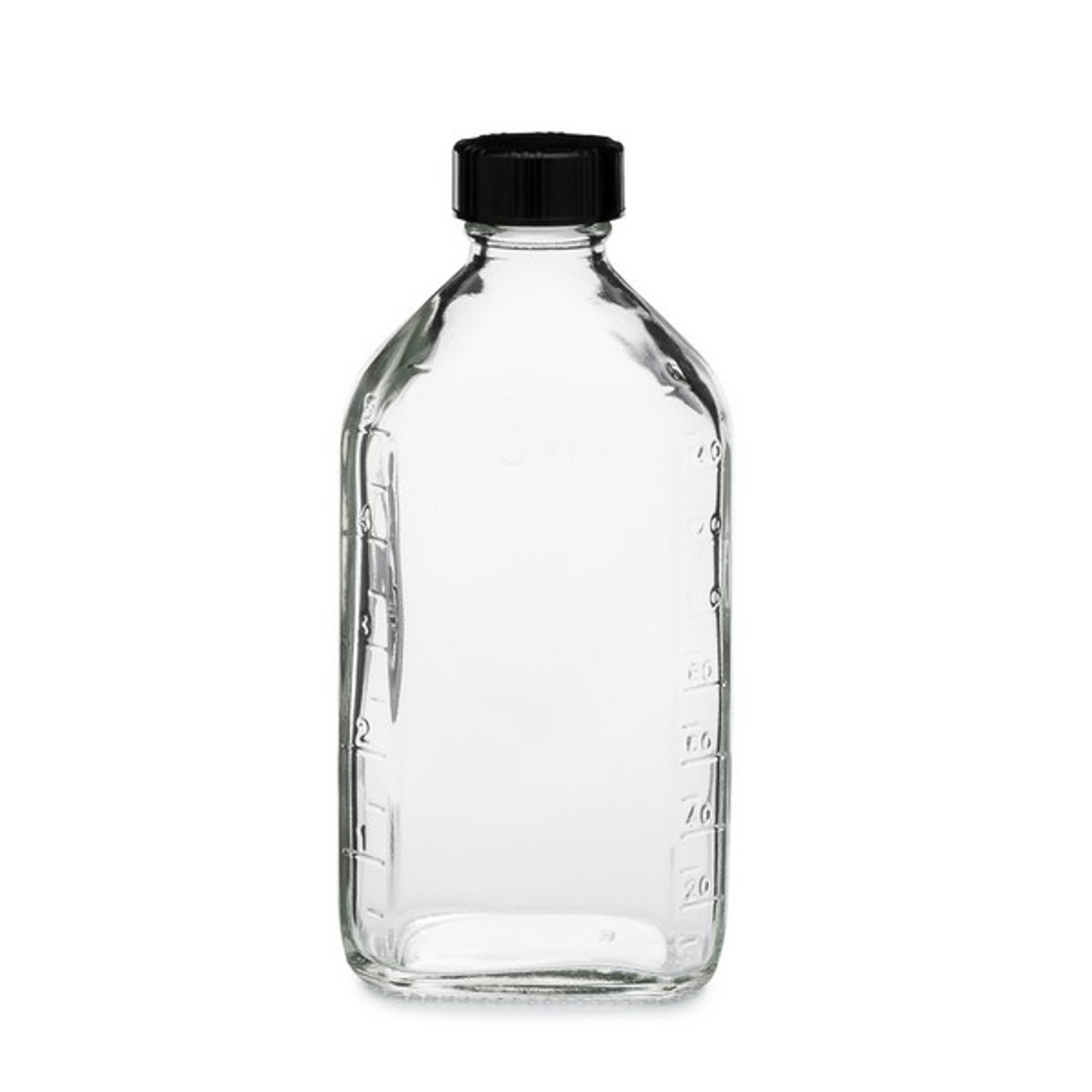 Clear Glass Wide Mouth Bottle with Black Phenolic Cap (12 Pack) 