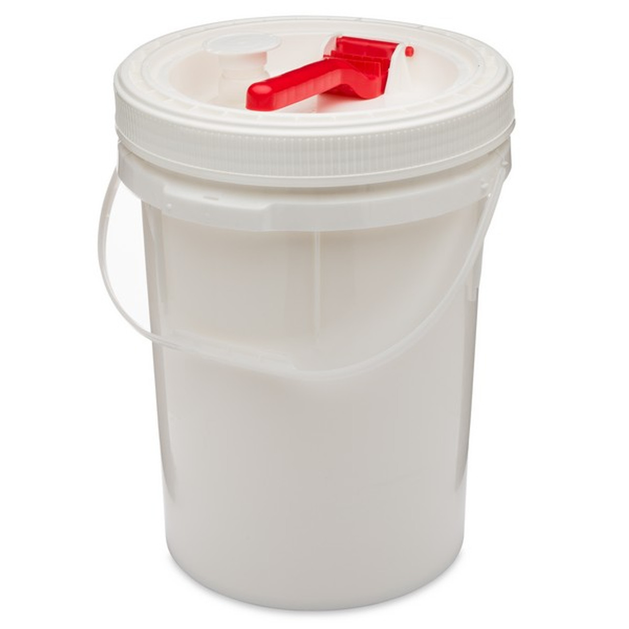 LIFE LATCH® NEW GENERATION 5 GALLON PLASTIC PAIL WITH RED SCREW TOP LID –  WHITE