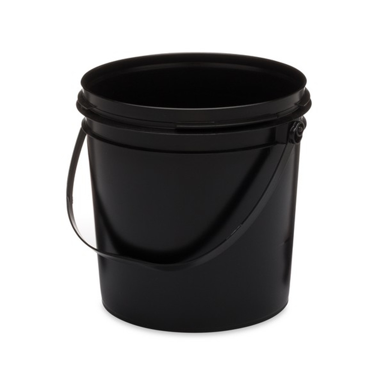 black plastic bucket with lid