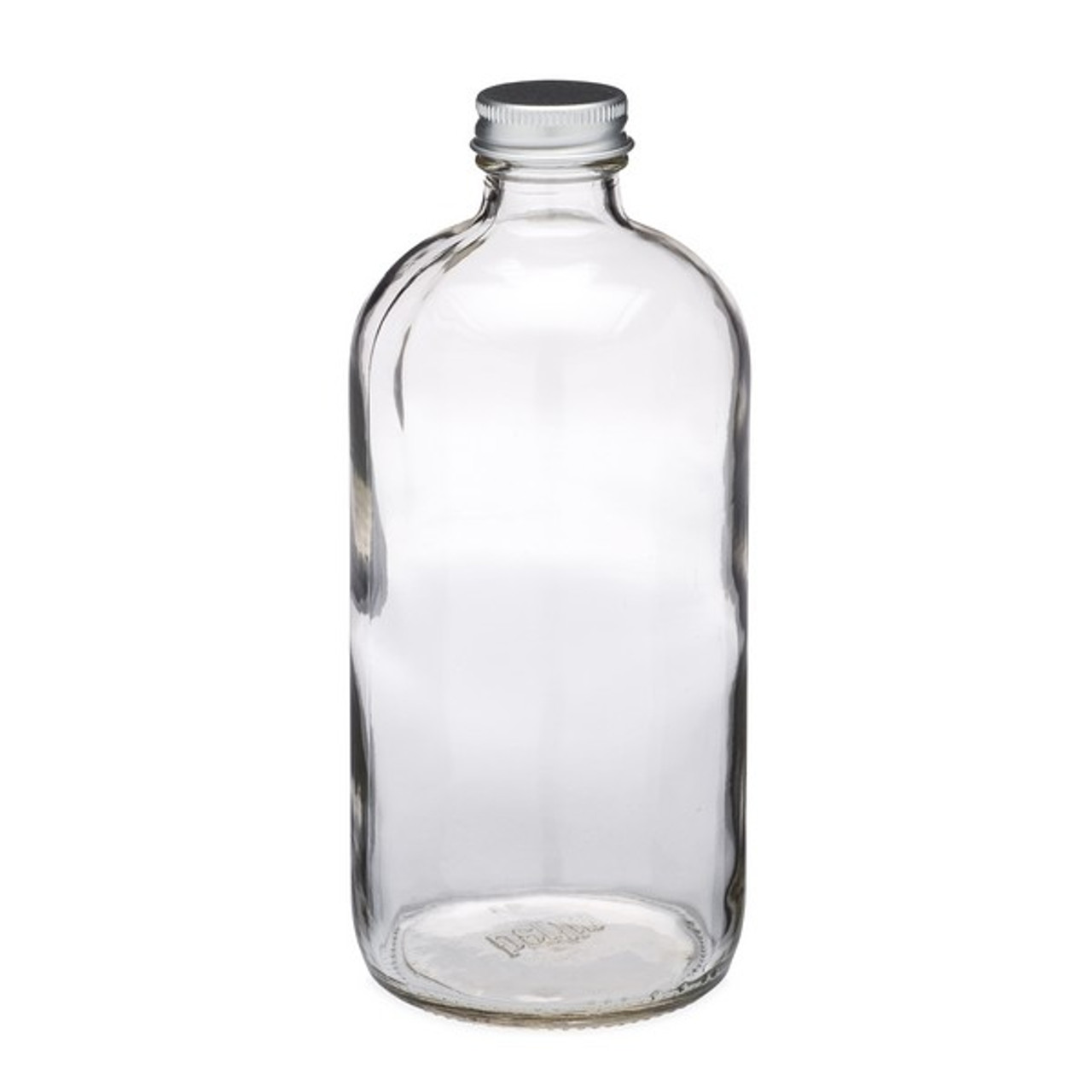 16 oz Clear Glass Boston Round Bottles (Aluminum Cap) - 12/Case, Clear 28-400