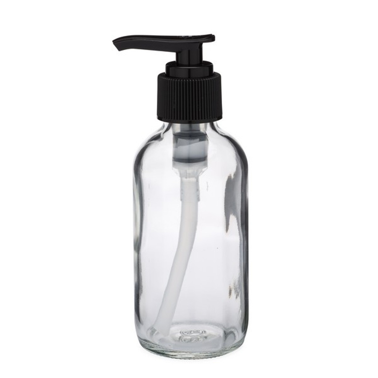 Download 4oz Clear Glass Boston Round Bottle (Black Pump) | Berlin