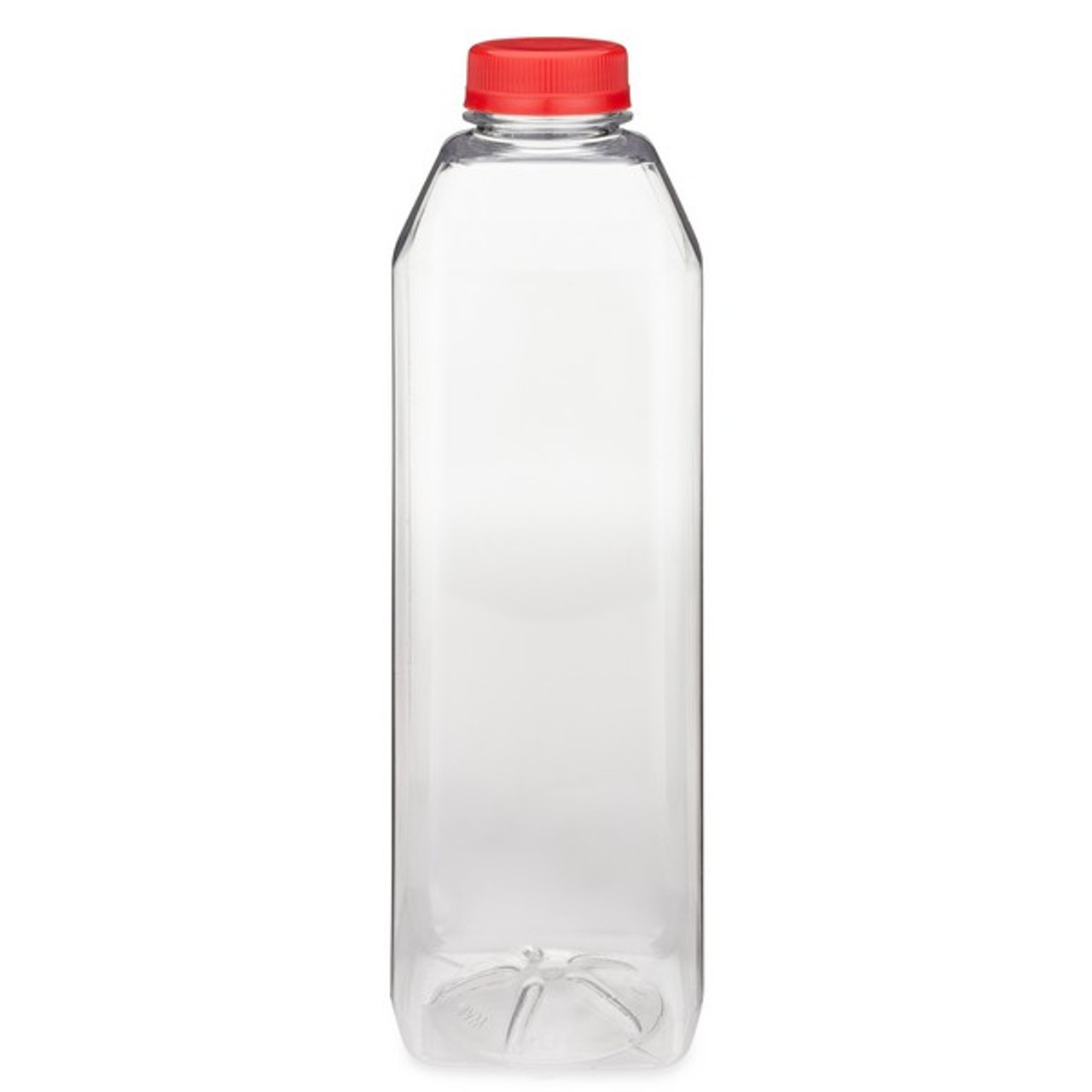 16oz Clear Pet Arched Plastic Square Beverage Bottles (Blue Tamper-Evident Cap) - Clear Pet Plastic 38 mm