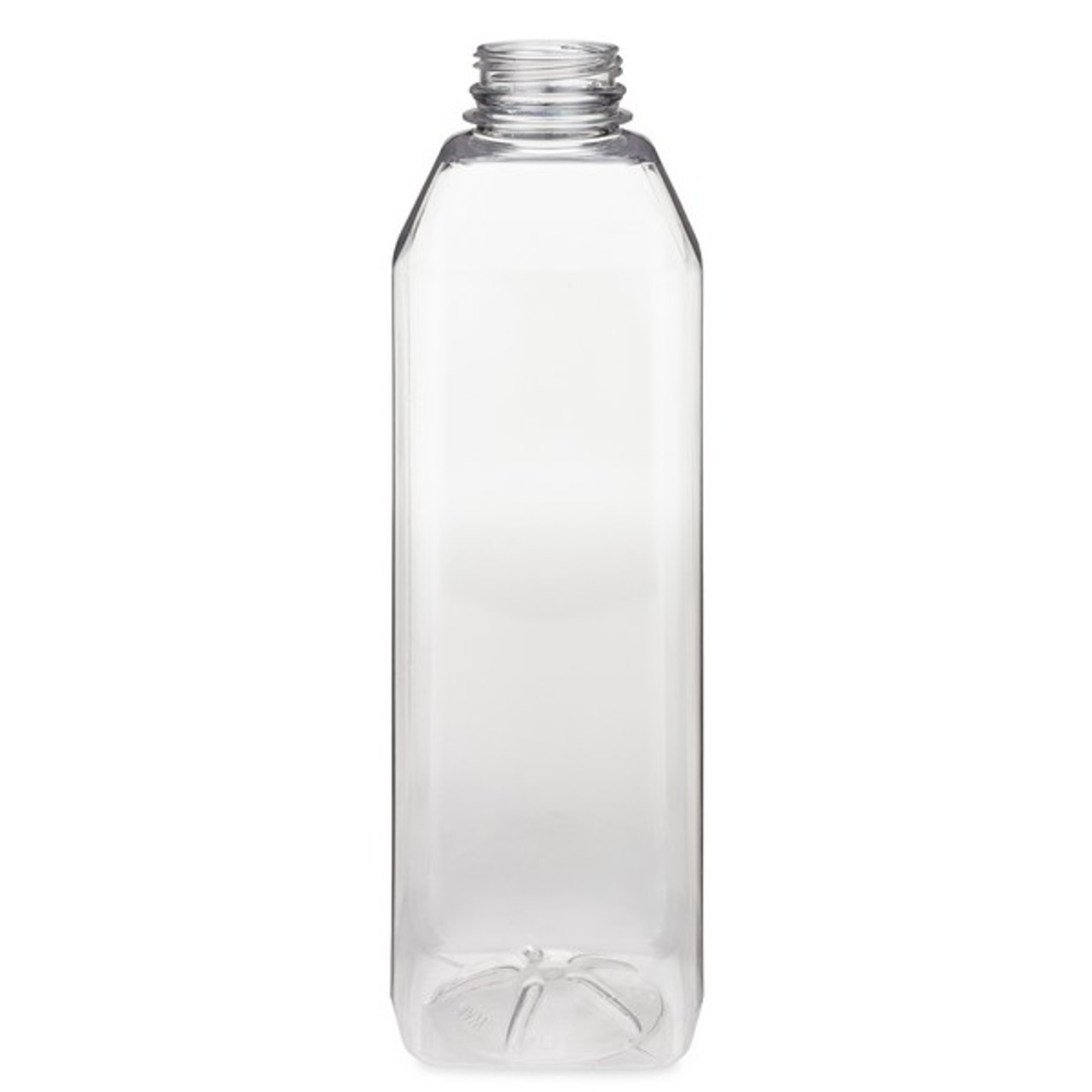 32oz Clear Pet Plastic Square Beverage Bottles - Clear BPA Free 38 mm
