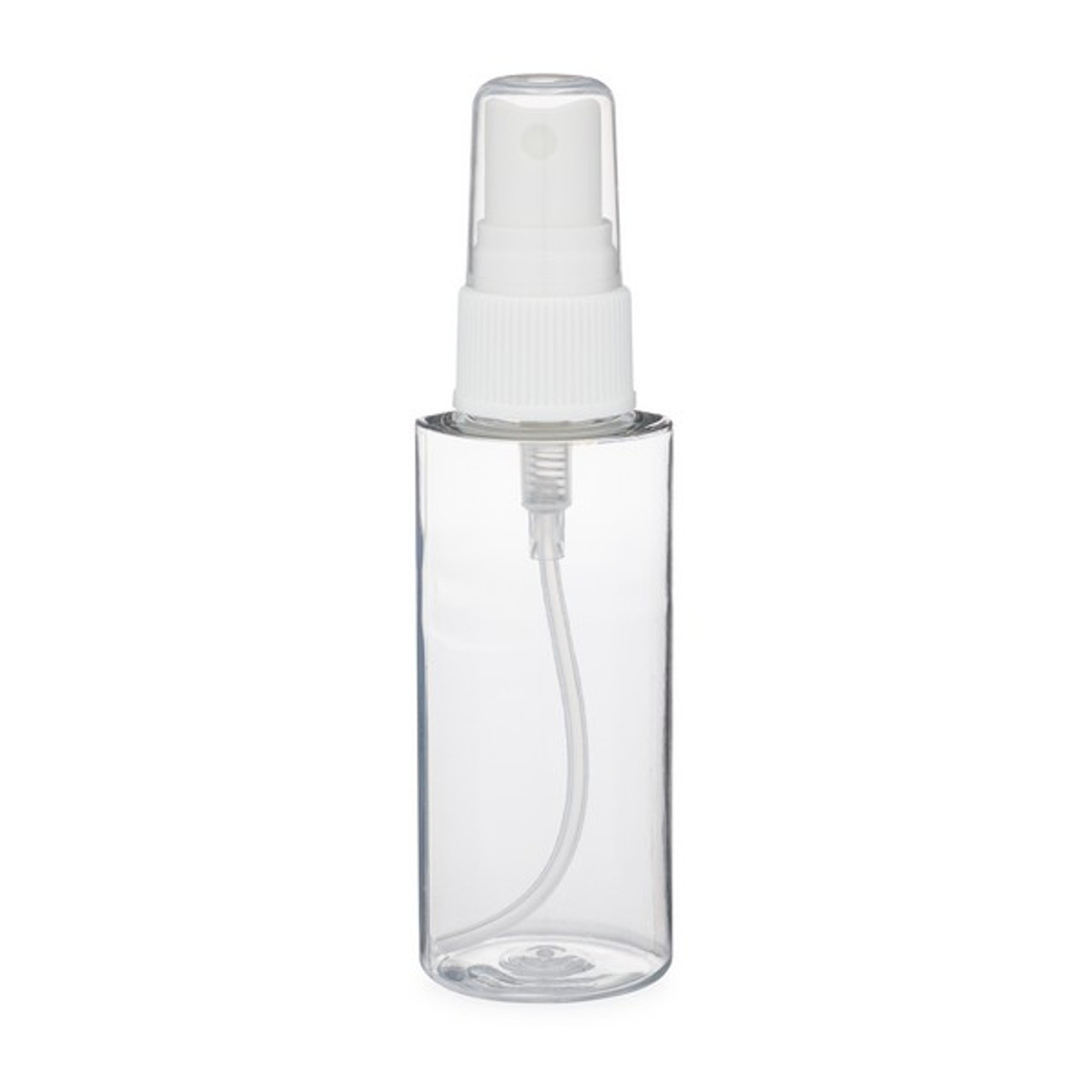 2 oz Clear Cylinder Round Bottle & White Atomizer