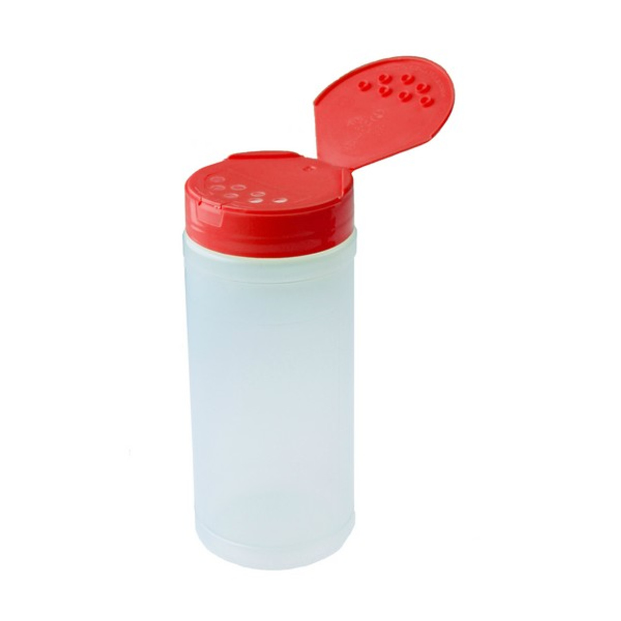 8oz Clear Pet Plastic Spice Jars (Red Spoon & Sift Cap) - Clear 53-485